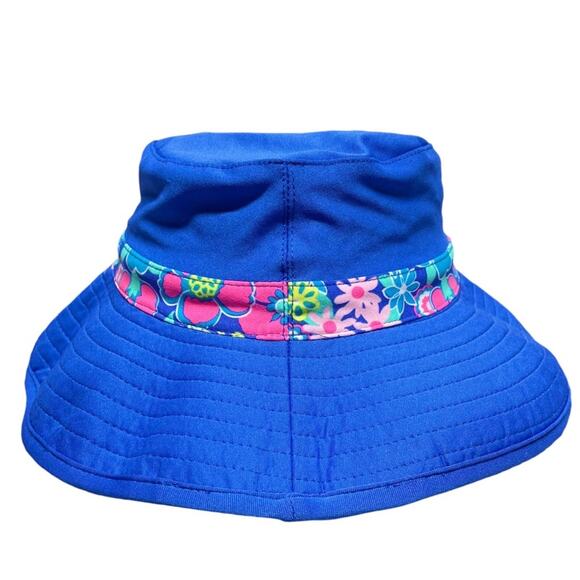 COOLIBAR Baby Splashy Bucket Hat w/ Chin Strap UPF 50+ Blue Floral 6-12mo - Picture 2 of 6